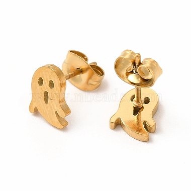 Halloween Ghosts 304 Stainless Steel Stud Earrings for Women(EJEW-B019-04G)-2