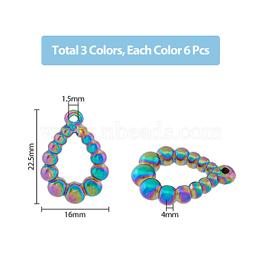 dicosmétique 18pcs 3 couleurs placage ionique (ip) 304 pendentifs en acier inoxydable(STAS-DC0014-14)-2