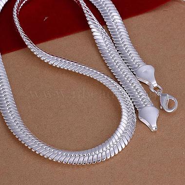Popular Silver Color Plated Brass Flat Snake Chain Necklaces For Men(NJEW-BB12844)-2