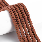 Handmade Polymer Clay Beads Strands, for DIY Jewelry Crafts Supplies, Flat Round, Saddle Brown, 6~7x3mm, Hole: 1.5mm, about 113~116pcs/strand, 15.55 inch~16.14 inch(39.5~41cm)(CLAY-N008-136)