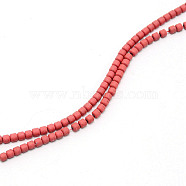 Non-magnetic Synthetic Hematite Beads Strands, Flat Round/Disc, Heishi Beads, Light Coral, 3~3.5x3mm, Hole: 1mm, about 130pcs/strand, 16.54''(42cm)(G-WH0018-01E)
