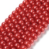Baking Painted Pearlized Glass Pearl Round Bead Strands, Crimson, 6mm, Hole: 1mm, about 142pcs/strand, 31.89''(81cm)(HY-XCP0001-13B)