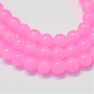 Baking Painted Imitation Jade Glass Round Bead Strands, Pearl Pink, 10~10.5mm, Hole: 1.5mm, about 80~85pcs/strand, 31.4 inch(DGLA-Q021-10mm-45)