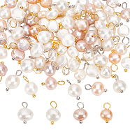 80Pcs 4 Styles Natural Cultured Freshwater Pearl Charms, with Golden & Platinum Brass Ball Head pins, Oval, Mixed Color, 10~12x5.5~8x4~6mm, Hole: 2.3~2.7mm, 20pcs/style(PEAR-NB0002-24)