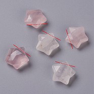 Natural Rose Quartz Charms, Star, Faceted, 13~13.5x14~14.5x6~6.5mm, Hole: 0.8mm(G-H241-04J)