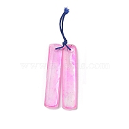 Natural Selenite Big Pendants, Dyed, Rectangle Charm, Pink, 90mm(G-Q017-04A)