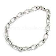 Fashionable 304 Stainless Steel Engraved Vine Mother-son Chain Bracelets, with Lobster Claw Clasps, Stainless Steel Color, 8-5/8 inch(220mm), 7mm(X-STAS-A028-B101P)