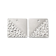 304 Stainless Steel Pendants, Square Charm, Stainless Steel Color, 22x22x1mm, Hole: 1.6mm(STAS-B032-12P)