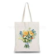 Canvas Packing Cloth Pouches, for Candy Packing, Wedding Party and DIY Craft Packing, Flower Pattern, 34x38cm(ABAG-WH0030-006)