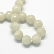 Natural Dyed Yellow Jade Gemstone Bead Strands, Round, WhiteSmoke, 6mm, Hole: 1mm, about 66pcs/strand, 15.7 inch(G-R271-6mm-YXS03)