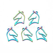 Ion Plating(IP) 201 Stainless Steel Pendants, Horse, Rainbow Color, 22x17x1.5mm, Hole: 1.8mm(STAS-T063-167M)