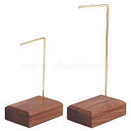 2 Pcs 2 Styles Iron Earring Display Stands, with Walnut Base, Chocolate, 1pc/style(EDIS-FG0001-35)