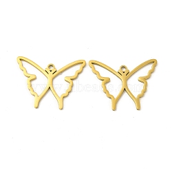 Ion Plating(IP) 
304 Stainless Steel Pendants, Butterfly Charm, Real 18K Gold Plated, 30x23.5x1.5mm, Hole: 2mm(STAS-I671-17G)
