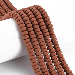 Handmade Polymer Clay Beads Strands, for DIY Jewelry Crafts Supplies, Flat Round, Saddle Brown, 6~7x3mm, Hole: 1.5mm, about 113~116pcs/strand, 15.55 inch~16.14 inch(39.5~41cm)(CLAY-N008-136)