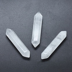 Natural Quartz Crystal No Hole Beads, Double Pointed, Faceted, Bullet, 51~55x10.5~11x9.5~10mm(X-G-G760-J06)