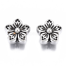 Tibetan Style Alloy Beads, Cadmium Free & Lead Free, Flower, Antique Silver, 8.5x8.5x5mm, Hole: 1mm, about 1190pcs/1000g(TIBEB-N005-071)