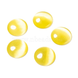 Cat Eye Glass Cabochons, Half Round/Dome, Yellow, about 25mm in diameter, 5mm thick(X-CE074-25-16)