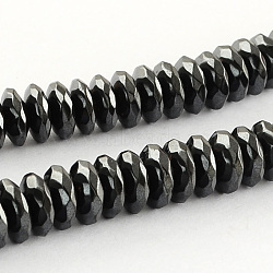 Grade A Non-magnetic Synthetic Hematite Beads Strands, Faceted, Rondelle, 8x3mm, Hole: 1mm, about 124pcs/strand, 15.7 inch(G-R211-26)