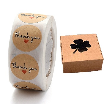 30Pcs Eco-Friendly Square Folding Kraft Paper Gift Box, Clover Visible Window Gift Case with Round Dot Thank You Stickers, Brown, Gift Box: 7.5x7.5x3cm