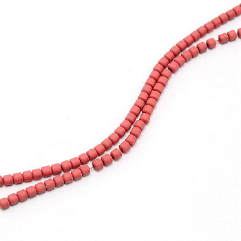 Non-magnetic Synthetic Hematite Beads Strands, Flat Round/Disc, Heishi Beads, Light Coral, 3~3.5x3mm, Hole: 1mm, about 130pcs/strand, 16.54''(42cm)