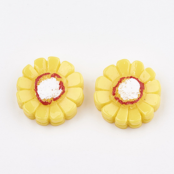 Resin Cabochons, Maize, Yellow, 25x24x8.5mm