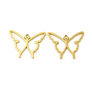 Ion Plating(IP) 
304 Stainless Steel Pendants, Butterfly Charm, Real 18K Gold Plated, 30x23.5x1.5mm, Hole: 2mm