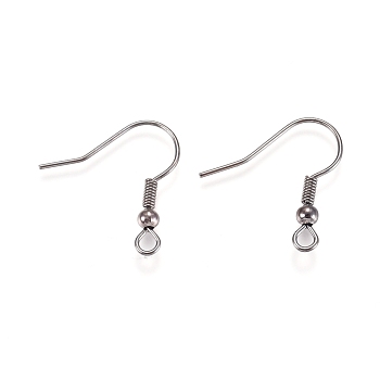 Iron Earring Hooks, Ear Wire, with Horizontal Loop, Cadmium Free & Lead Free, Gunmetal, 17~19x0.8mm, Hole: 2mm, 22 Gauge, Pin: 0.6mm