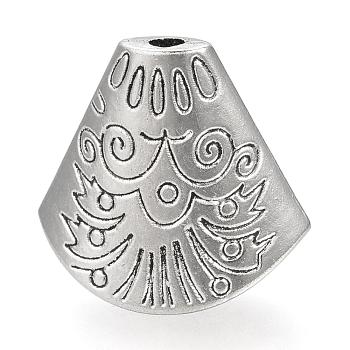 Tibetan Style Alloy Cord Ends, End Caps, Cadmium Free & Lead Free, Carved, Fan, Antique Silver, 18x19.5x10.5mm, Hole: 2mm, Inner Measure: 9x18mm, about 470pcs/1000g