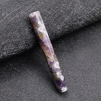 Natural Amethyst Healing Column Stone Ornaments, Reiki Stone for Energy Balancing Meditation Therapy, 75x10mm