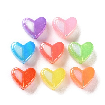Plating Jelly Acrylic Bead, AB Color Plated, Heart, Mixed Color, 14x16.5x9.5mm, Hole: 3mm, 347pcs/500g