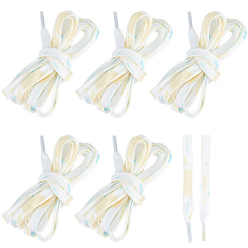3 Pairs 3 Style Tie-Dye Style Flat Smooth Polyester Shoelaces, with Plastic Aglets, for Shoe Accessories, Light Blue, 1206~1610x7~8x0.9mm, 1 pair/style