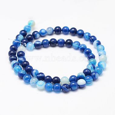 Natural Striped Agate/Banded Agate Bead Strands(G-K155-B-6mm-02)-2