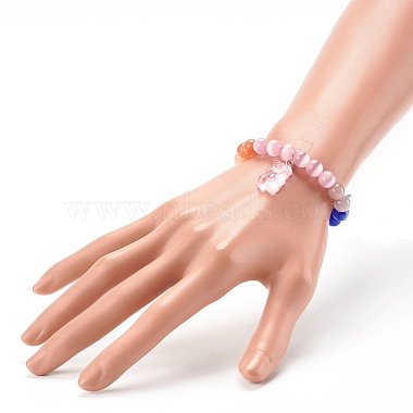 Bear Resin Stretch Charm Bracelets(BJEW-JB06271-04)-5