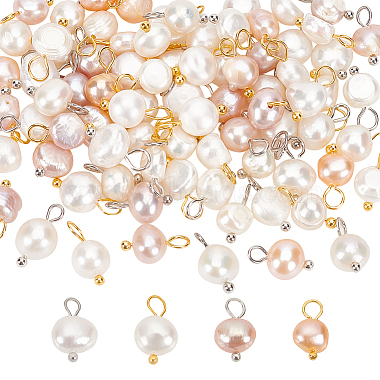 Platinum & Golden Mixed Color Oval Pearl Charms