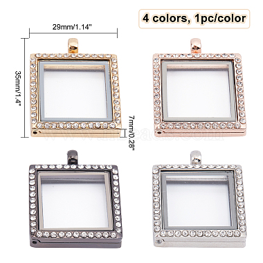 CHGCRAFT 4Pcs 4 Colors Alloy Photo Frame Magnetic Pendants(ALRI-CA0001-004)-2