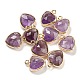 Natural Amethyst Faceted Heart Charms(G-Q006-07G-10)-1
