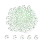 Transparent Dyed Colours Glass Seed Beads, Donut, Pale Green, 6x3mm, Hole: 1.2mm, about 2500pcs/pound(SEED-T007-02D)