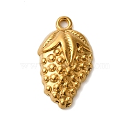 Ion Plating(IP) 304 Stainless Steel Pendants, Grape Charms, Real 18K Gold Plated, 22x13x4mm, Hole: 1.6mm(STAS-N103-67G)