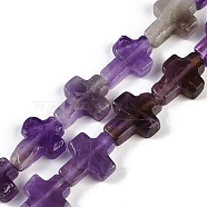 Natural Amethyst Beads Strands, Cross, 15x11.5x4.5mm, Hole: 0.7mm, about 25pcs/strand, 15.75''(40cm)(G-I369-A23-02)