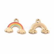 Alloy Enamel Pendants, Rainbow Charm, Golden, 11x15x1mm, Hole: 1.6mm(FIND-A025-15G-01)