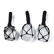 Natural Crazy Agate Pendants, with Woven TaiWan Nylon Thread, Nuggets, 40~60x20~27x12~24mm, Hole: 10~16mm(G-N0326-93M)