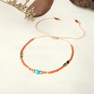 Bohemian Style Handmade Braided Friendship Bracelet with Semi-Precious Beads for Women, Mixed Color, 0.1cm(ST2742993)