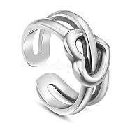 SHEGRACE 925 Thailand Sterling Silver Cuff Rings, Open Rings, Heart, Antique Silver, US Size 6(16.5mm)(JR750A)