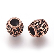 Alloy European Beads, Large Hole Beads, Barrel, Red Copper, 9x9.5~10mm, Hole: 5mm(PALLOY-E454-54R)
