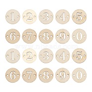 100pcs 10 Styles Unfinished Natural Poplar Wood Links Connectors, Laser Cut, Flat Round with Number, with Jute Cord, for Jewelry Making, BurlyWood, Poplar Wood Links Connectors: 100Pcs/Bag(WOOD-LS0001-04)