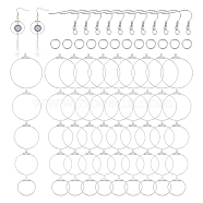 DIY Circle Drop Earring Making Kit, Including 304 Stainless Steel Pendants & Earring Hooks & Jump Rings, Stainless Steel Color, 170Pcs/box(DIY-UN0004-10)