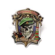 Skull Alloy Brooch for Backpack Clothes, Colorful, 35x28x1.4mm(JEWB-G020-09P)