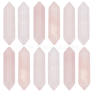 12Pcs Faceted Natural Rose Quartz Healing Stones, Reiki Energy Balancing Meditation Therapy Wand, Double Terminated Points, for Wire Wrapped Pendants Making, No Hole/Undrilled, 35x9x9mm(G-OC0005-24)