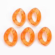 Transparent Acrylic Linking Rings, Quick Link Connectors, for Curb Chains Making, Twist, Orange, 23x17x4.5mm, Inner Diameter: 13.5x7mm(OACR-S036-001A-J04)