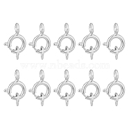 DICOSMETIC 10Pcs 925 Sterling Silver Spring Ring Clasps, with Jump Rings, Silver, 8x5.5x1mm, Hole: 1.5mm and 2.5mm(STER-DC0001-18S)